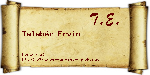 Talabér Ervin névjegykártya