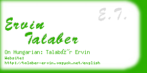 ervin talaber business card